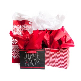 Iconikal Christmas Tissue Paper Assortment, 20 x 20-Inch, 50 of Each Red, White, Green, 150-Count for Gifts, Boxes, Decorations, Bags, Wrapping