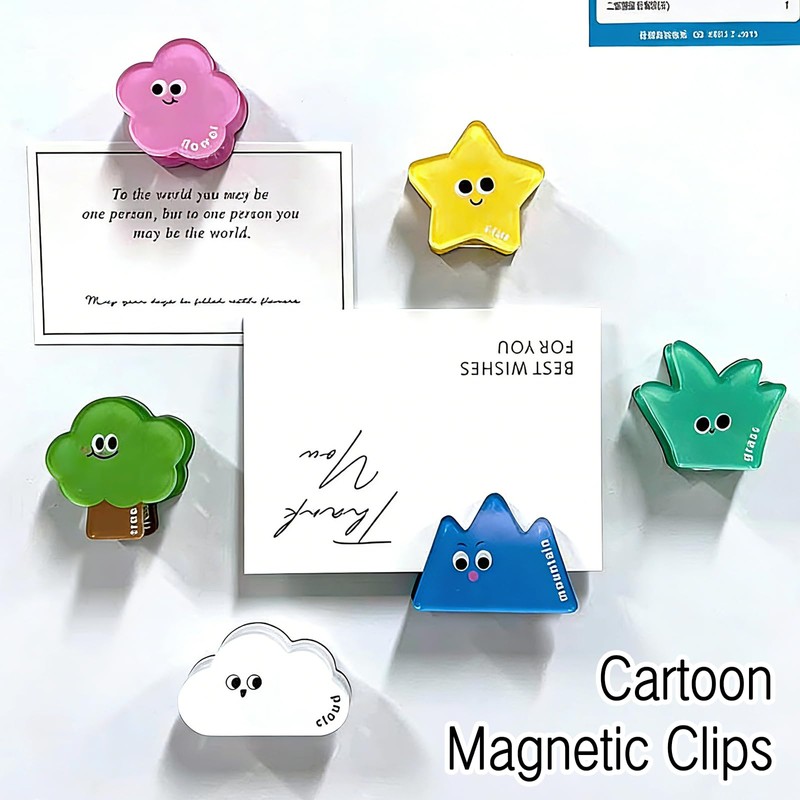 Cartoon Magnetic Clips (Set of 6) – Acrylic Cute Binder