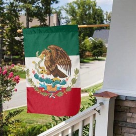 YANGHOME Mexico Mexican Flag Flax Nylon Burlap Linen Fabric Garden Flag Farmhouse Decorations Yard Mailbox Decor Welcome Sign 12x18 Inch Small Mini Size Double Sided