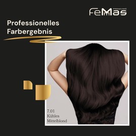 Femmas Hair Colour Set Cool Medium Blonde 7.01 I Hair Colour Cream 100 ml + Oxycream 100 ml 6% I Permanent Hair Colouration + Developer I Gentle & Long Lasting I Salon Hair Colour for Home