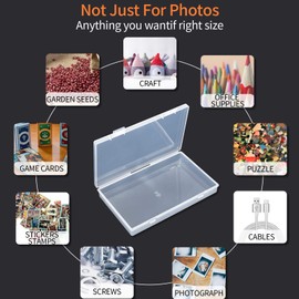 Photo Storage Box 4x6, 18 Inner Extra Large Case Organizer Acid-Free Photo Box Storage Photo Keeper Photo Storage Case, Plastic Craft Storage Box for Photo Stickers Stamps Seeds (Clear, 18 Boxes)