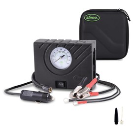 Slime 40061-95 Tyre Inflator, Power Sport, Compact, Lightweight, Analogue, includes LED light and twist connect hose, 12 min inflation