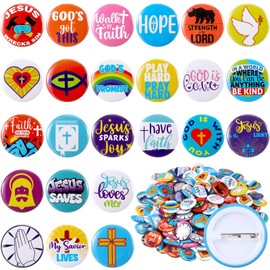 Landical 240 Pcs Religious Mini Button Assortment Colorful Christian Jesus Button Pins Bulk Round Jewelry Brooch for Sunday School Prizes Rewards Crafts Gifts and Collecting