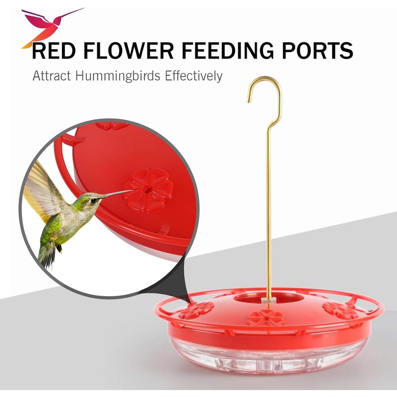 eWonLife 2 Pack 16 oz Saucer Hummingbird Feeders for Outdoors,
