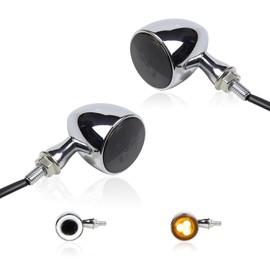 FACAILAHA Universal Chrome Front Bullet LED Turn Signals 12V Motorcycle Switchback Turn Signal Lights Running Light Compatible with Honda CB1100 Harley XL883 Yamaha Indian Triumph Kawasaki Chopper