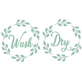Wash and Dry Stickers for Laundry Machines Vinyl Decal - Washer and Dryer Combo with Creative Green Leaves Ring Designs for Laundry Room - 10" x 10"