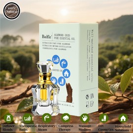 BasYar Amber Oud Essential Oil – 100% Pure Steam-Distilled Oil from Hainan China – for Sleep, Meditation, Focus, Diffuser & DIY Use – 1ml Crystal Bottle