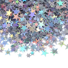 PATIKIL 60g Star Confetti, 0.2/0.4 Inch Glitter Star Table Confetti Twinkle Metallic Foil Stars Sequin Sprinkles for Party Christmas Decorations DIY Birthday Wedding, Silver Colorful