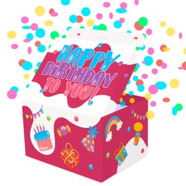FETTIPOP Original Gift Box DIY Gift Boxes Exploding Confetti (Red) 18.5 x 14 x 11 cm, Surprise Explosion Box Pop Up with Wow Effect