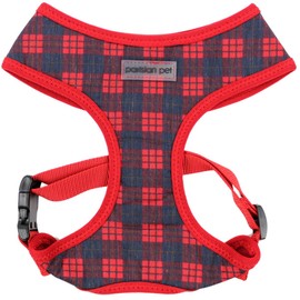 Parisian Pet Adjustable Plaid Red Dog Vest - Medium-Sized Dog Harness - 100% Mesh Fabric, No Pull, Cooling for Walking, Running, Hiking