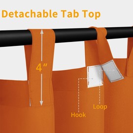 Easy-Going Outdoor Patio Curtains Detachable Tab Top Windproof Weatherproof Curtain for Cabana, Porch, Pergola and Gazebo, Tab Bottom Drape, 2 Panels, 54W x 84L inch, Orange