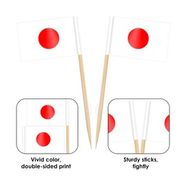 AhfuLife Pack of 100/200 Cocktail Stick Flags, Toothpick Flag for Sandwich Food Cupcake Toppers Cocktail Fruit Tableware Party Supplies Pub Decor (Pack of 100, Japan Toothpick Flag)