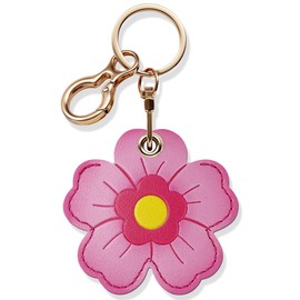 Leather Keychain for AirTag Holder, Cute Floral Protective Case for AirTag 1 & 2nd Gen, Aesthetic Bag Charm with Key Ring for Women, Backpack, Luggage, Wallet(Rose)