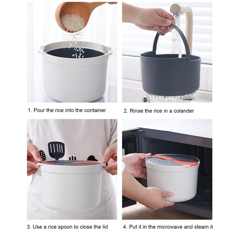 Microwave Rice Cooker 2L Food Grade PP Material Rice Spoon