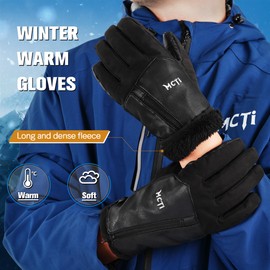MCTi Winter Gloves for Men Waterproof Warm for Cold Weather Touchscreen Zipper Gloves