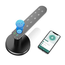 BAFUWEIY Fingerprint Door Lock, Keyless Entry Door Lock with APP Control, Fingerprint Door Knob Smart Door Knob with Handle, Biometric Door Lock for Bedroom/Home/Office