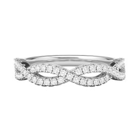 Sterling Silver Infinity Twist Wedding Ring Half-circle Simulated Diamond Matching Ring For Women (S)
