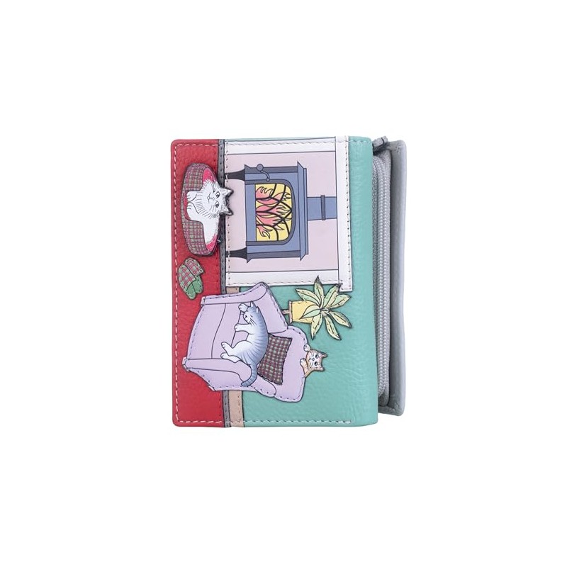 Mala Leather Hamish's House Scottish Themed Tri Fold Purse -