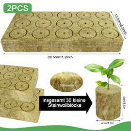 Nuyoah Rock Wool Cultivation Cubes Hydroponics Rockwool Cube Rockwool Cube 4 x 4 x 4 cm Pack of 30 Rockwools Grow Cubes Plants Hydroponic Rock Wool Round for Bottomless Cultivation Cuttings Clones