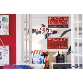 Corragated Land Shark metal sign Wall Art  Size: 36 x 17 x 0.35 Blue