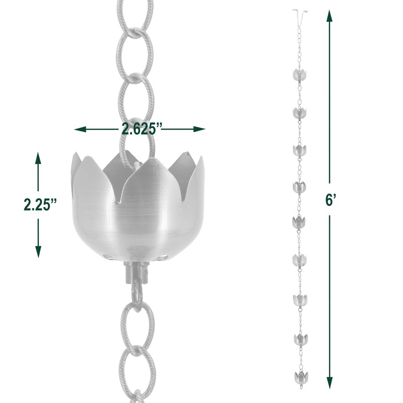 Arcadia Garden Products RC04 Rain Chain, Bronze Metal with Brushed