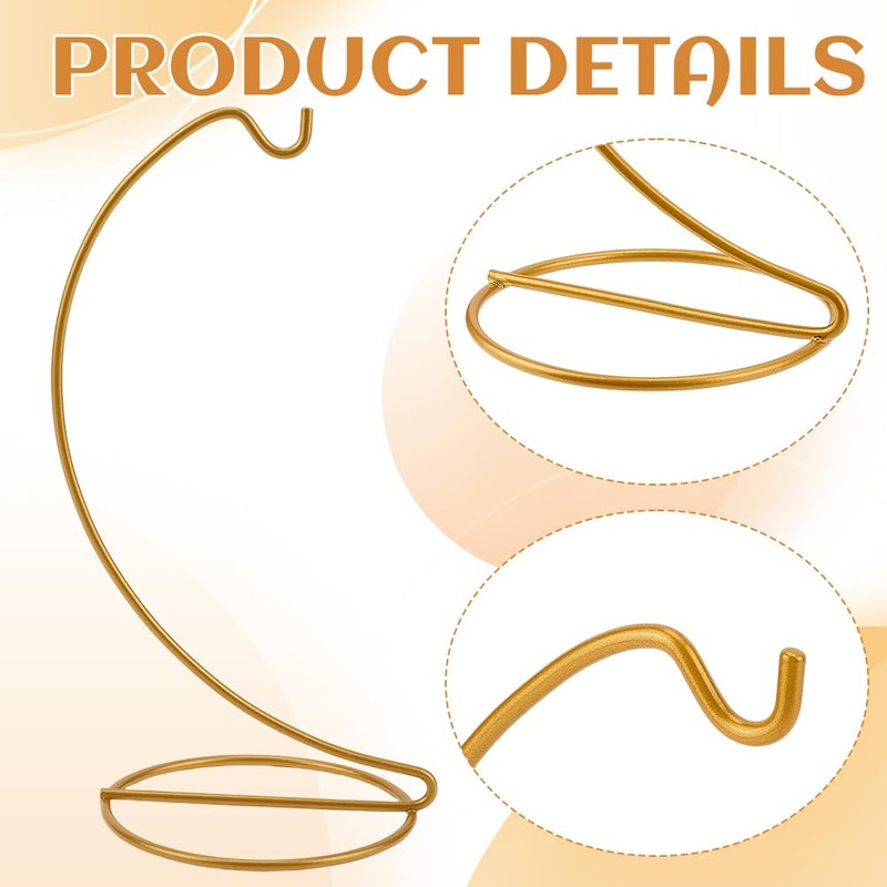 DELORIGIN 2pcs Ornament Display Stand Holder Glass Globe Golden Iron