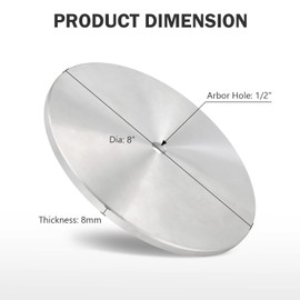 QZATTCAEN Aluminum Grinding & Polishing Disc Base Plate - 8" x 1/2" Arbor for Flat Abrasive Wheels & Slant Cabber Machines & Backer-Disc - 1 Pack