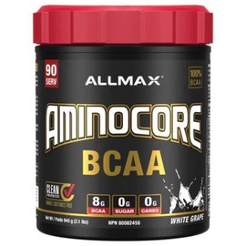 Allmax Aminocore BCAA Powder, Instantized Clear Amino Muscle Support, White Grape / 90 Servings