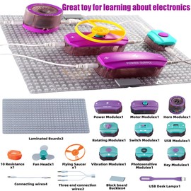 Electronic Circuit Set with 25 Circuit Blocks, 40 Experiments Learning Electricity, DIY Electronics Exploration Kit, Physics Science Circuits Toy, STEM Learning Toy for Age 3+