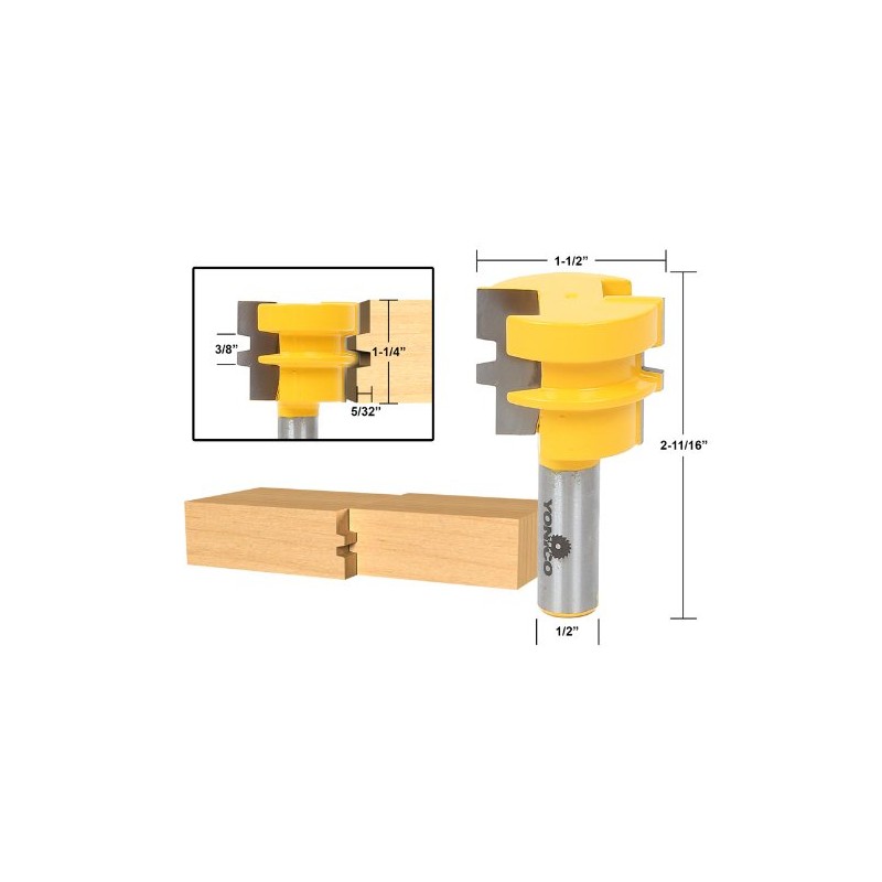 YONICO Router Bits Reversible Glue Joint 1-1/4-Inch Reversible 1/2-Inch Shank