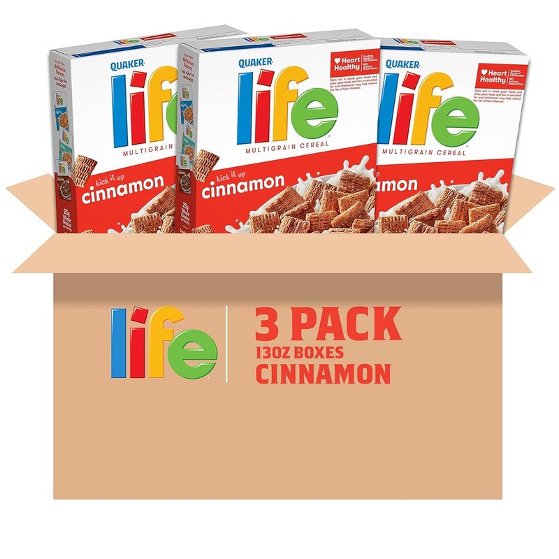 Life Multigrain Breakfast Cereal, Cinnamon, 13 Ounce (Pack of 3)