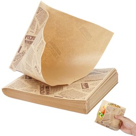 Pack of 100 Burger Bags, 15 x 15 cm Hamburger Paper, Snack Bags, Sandwich Bags, Burger Paper, French Fries Bags, Hamburger Bags with Print, for Burgers, Snack, French Fries (Open on 2 Sides)