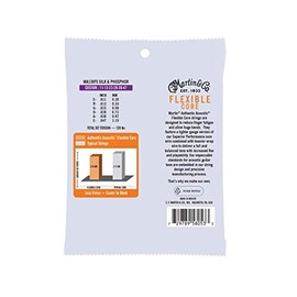 Martin Auténticas cuerdas de guitarra acústica, núcleo flexible MA130FX 92/8 bronce fósforo
