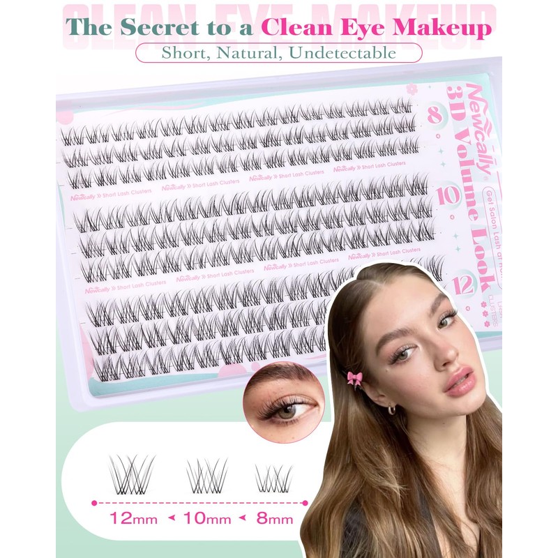 Natural Lash Clusters Kit 8-10-12MM Short Eyelash Clusters Kit Clear
