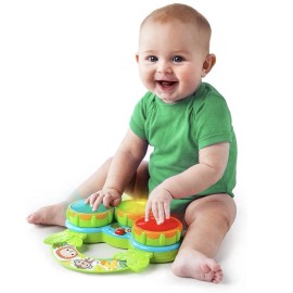 Bright Starts Safari Beats Musical Drum Toy with Lights, Ages 3 Months +.