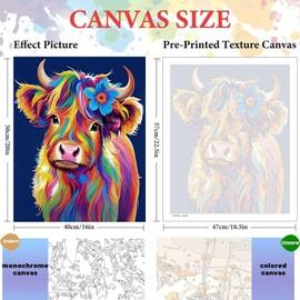 ajepon Cow Paint by Numbers Kit,Paint by Number Kits for Adults Highland Cow,Animal Adults Paint by Numbers Kits on Canvas Without Frame Oil Painting Acrylic Paints for Home Wall Decor 16X20inch