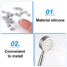 PAGOW 100Pcs Shower Head Nozzles Replacement, Silicone Showerhead Spray Hole Nozzle Universal Sprinkler Spout Round Nibs Disassemble and Wash Water Outlet Granules Repair Parts Supplies
