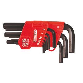 KS Tools 151.3211 - Juego de llaves macho cortas (6 x 6 caras), color negro y rojo