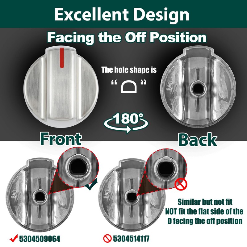 5304509064 Stove Knobs Replacement Parts for Frigidaire Gallery Oven Stainless