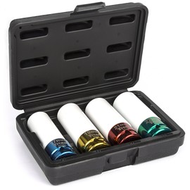 TITAN 21095 4-Piece 1/2-Inch Drive Non-marring Impact Deep Lug Nut Socket Set