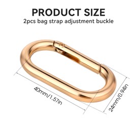2 Pcs Spring O Ring Clip for Purse Strap Oval Snap Clip Gold Key Rings for Keychain Alloy Round Buckle Key Hook Purse Strap Extender Clip for Keys, Bag, Handbag, Crafts 1.93"×0.94"