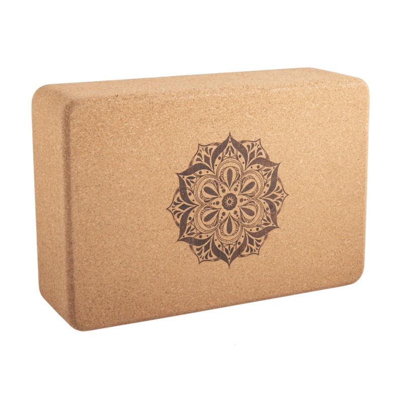 Cork Yoga Block Small with Flower of Life and Mandala