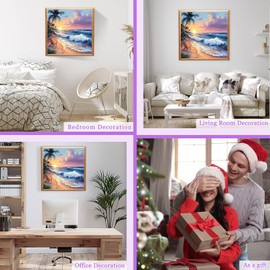 MAXBYE Beach Diamond Art Kit for Adults, Diamond Painting for Beginners, 5D DIY Full Drill Crystal Rhinestone Arts and Crafts for Home Wall Decor 12x12in