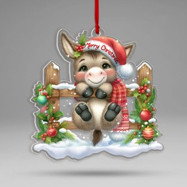 MUCHNEE Donkey Christmas Ornament 2024, Farm Decor, Baby Hanging Ornaments for Tree Holiday Decorations, Keepsake Gifts for Donkey Lovers Farmer