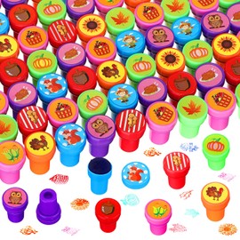 Libima 200 Pcs Fall Stamps Thanksgiving Assorted Stamps Bulk Self Ink Stamps Fall Harvest Stamps 12 Designs Thanksgiving Autumn Fall Party Favors for Classroom Game Prizes Goodie Bag Fillers