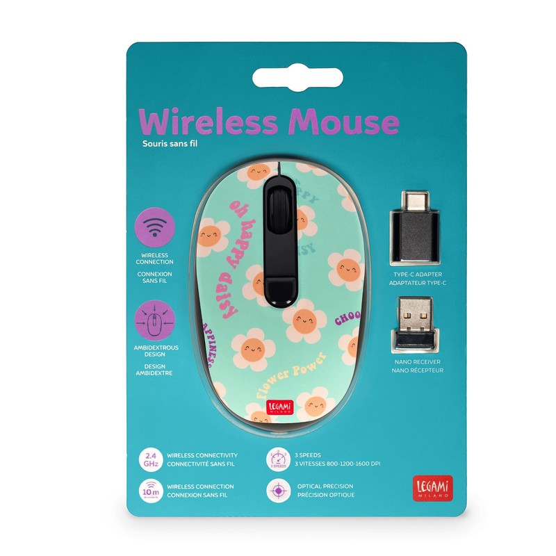 Legami - Wireless Mouse with Ultra Compact USB Receiver, Daisy