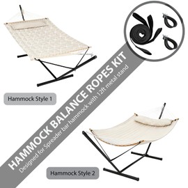 Hammock Balance Ropes Kit Designed for Double Spreader Bar Hammock with 12Ft Metal Stand, Anti-Tip Safety Straps to Prevent Hammocks from Flipping Over Black (1 Set)