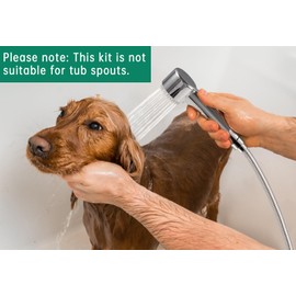 3 Mode Dog Shower Attachment, High Pressure Handheld Sprayer with ON/OFF Switch, G1/2" Metal Shower Diverter, 100 Inches Stainless Steel Hose, No Drill Hook, for Indoor Pet Bathing and Washing
