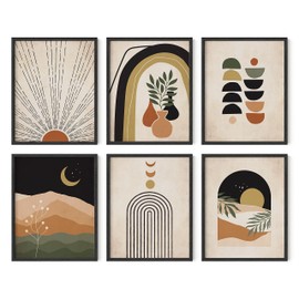 HAUS AND HUES Boho Prints Neutral Wall Art - Set of 6 Boho Art Prints Mid Century Modern Wall Art | Boho Prints Wall Art Boho Home Decor Boho Prints for Wall Boho Wall Decor (11x14 Unframed)