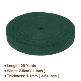 Rebower Nylon Webbing Strap, 25 Yards x 1 Inch Polypropylene Webbing Lightweight Strapping Backpack Band for DIY Gear Repair Outdoor Luggage Cargo Straps, Dark Green
